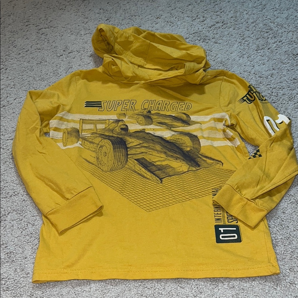🏎️Carters Yellow Super Charged Kids Long Sleeve Hoodie🏎️